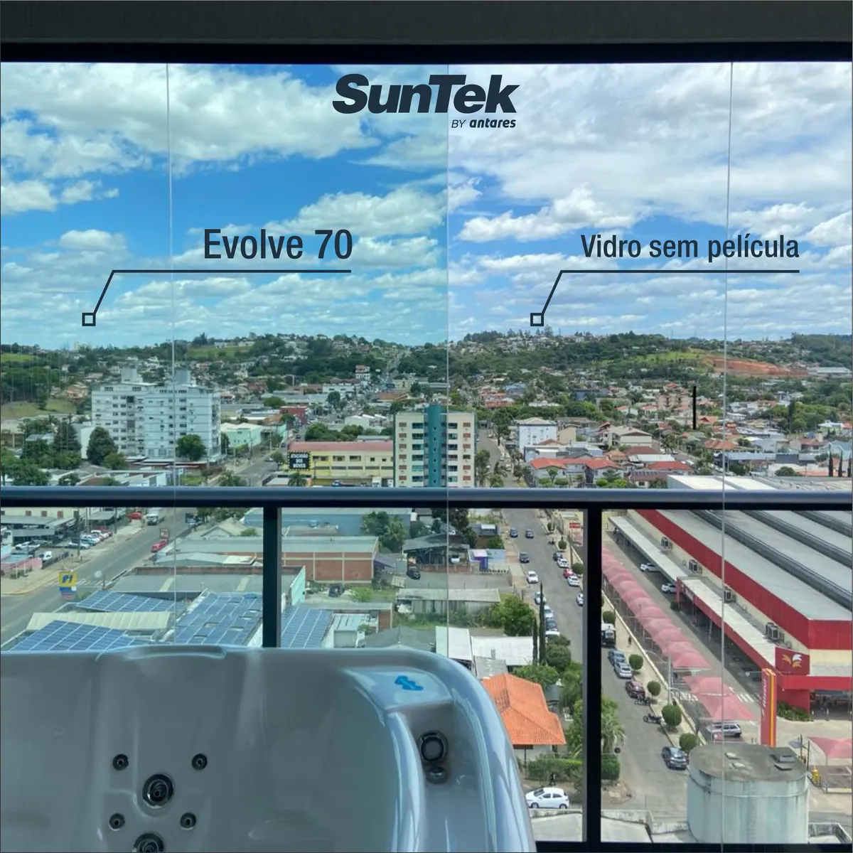 Vista interna da película transparente Evolve 70