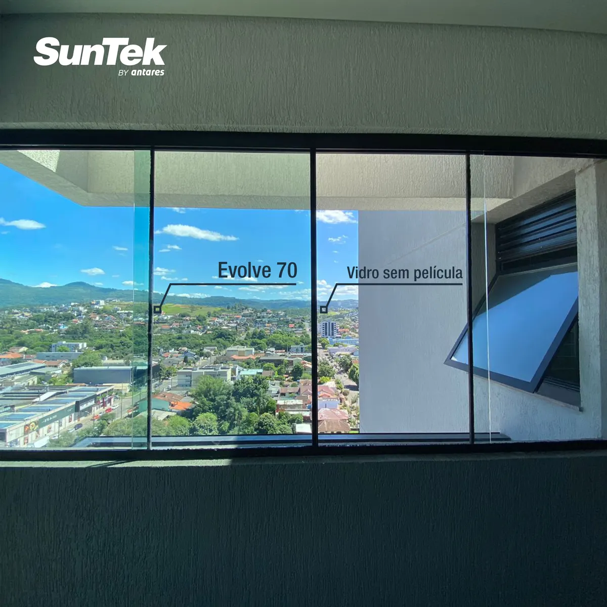 Vista interna da película transparente Evolve 70