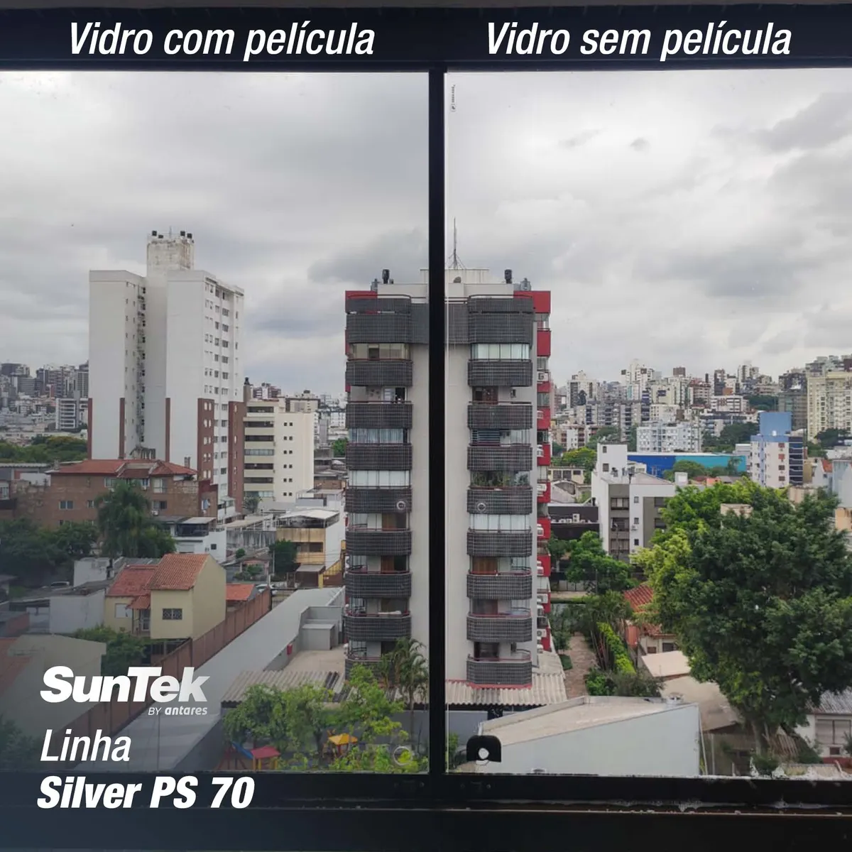 Comparativo Silver PS 70: vidro com película espelhada e sem película