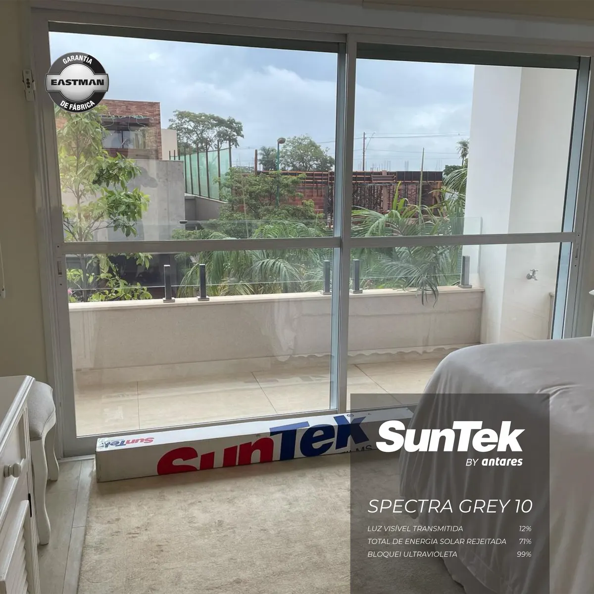 Vista da varanda do quarto com película fumê Spectra Grey 10